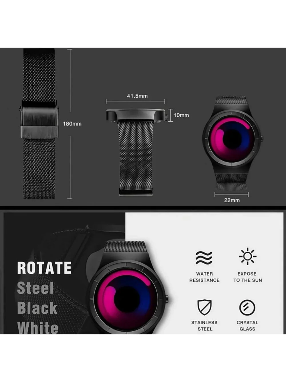 Stylish Men's Liquid Movement Watch - Unique Starry Sky Design, Steel Mesh